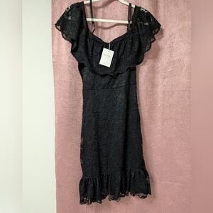 Miao Miao Black Lace Stretchy Off The Shoulder Midi Dress Sexy Stylish
